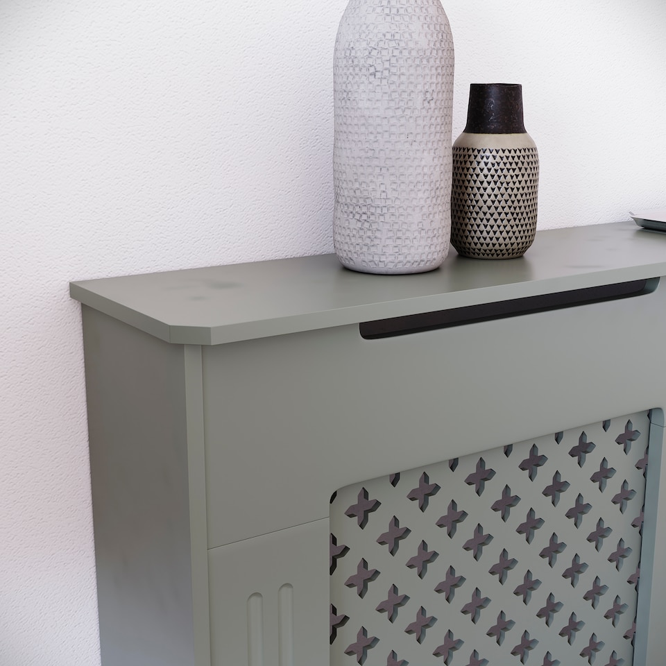 image 1 of Vida Designs Oxford Radiator Cover Painted MDF Cabinet, Grey, 111cm