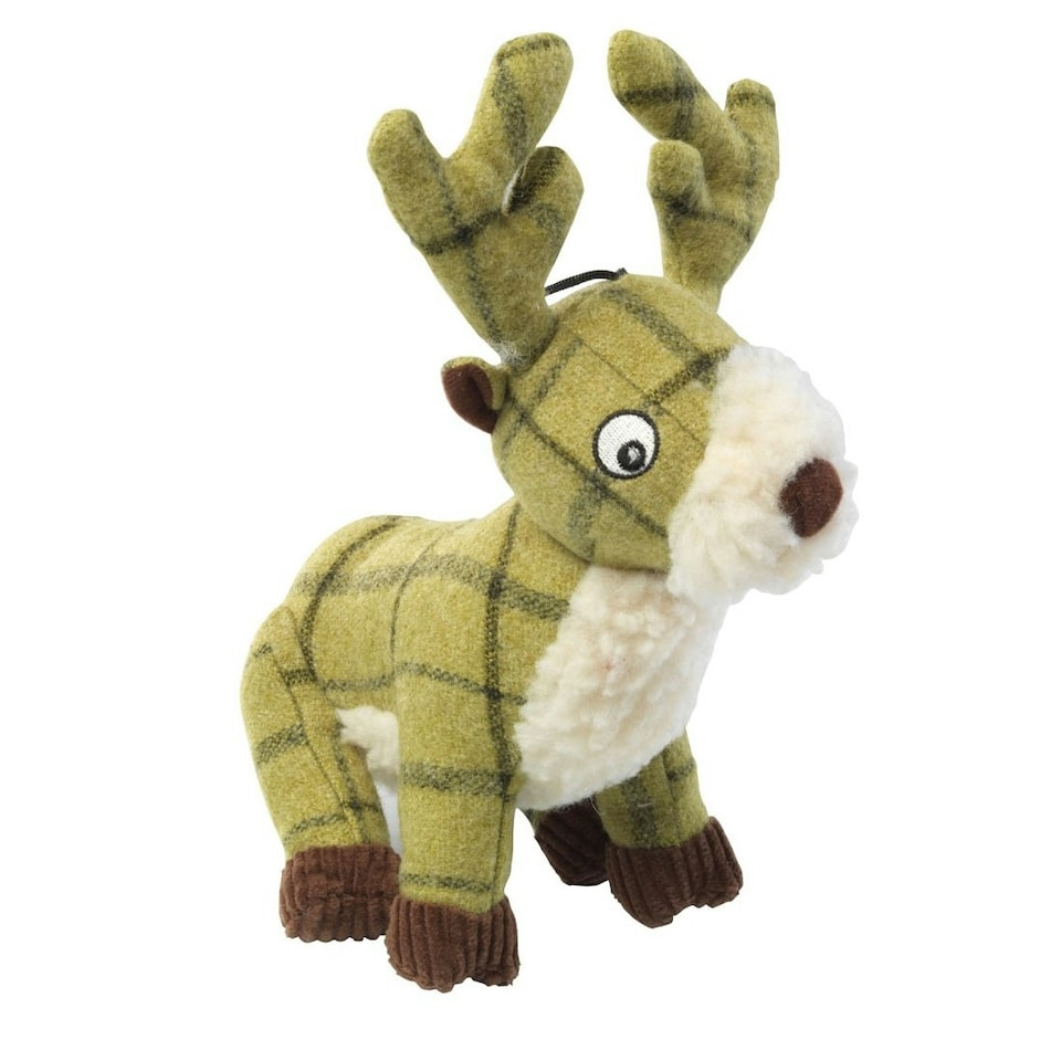 House Of Paws Tweed Plush Stag Dog Toy - Green - One Size