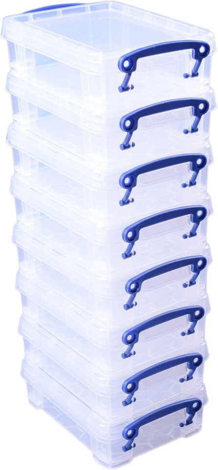 image 1 of Really Useful Plastic Storage Box 0.75 Litre Clear (Pack of 8)