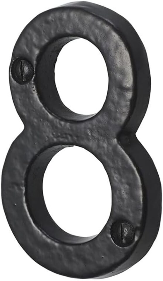 image 1 of 3 Inch Antique Black Cast Iron House Number 8 – Door Numeral with Matching Screws for Front Door, Gate & Wall