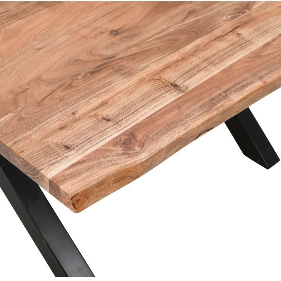 image 1 of Live Edge Collection Large Square Dining Table - Metal - L140 x W140 x H76 cm - Brown Brown