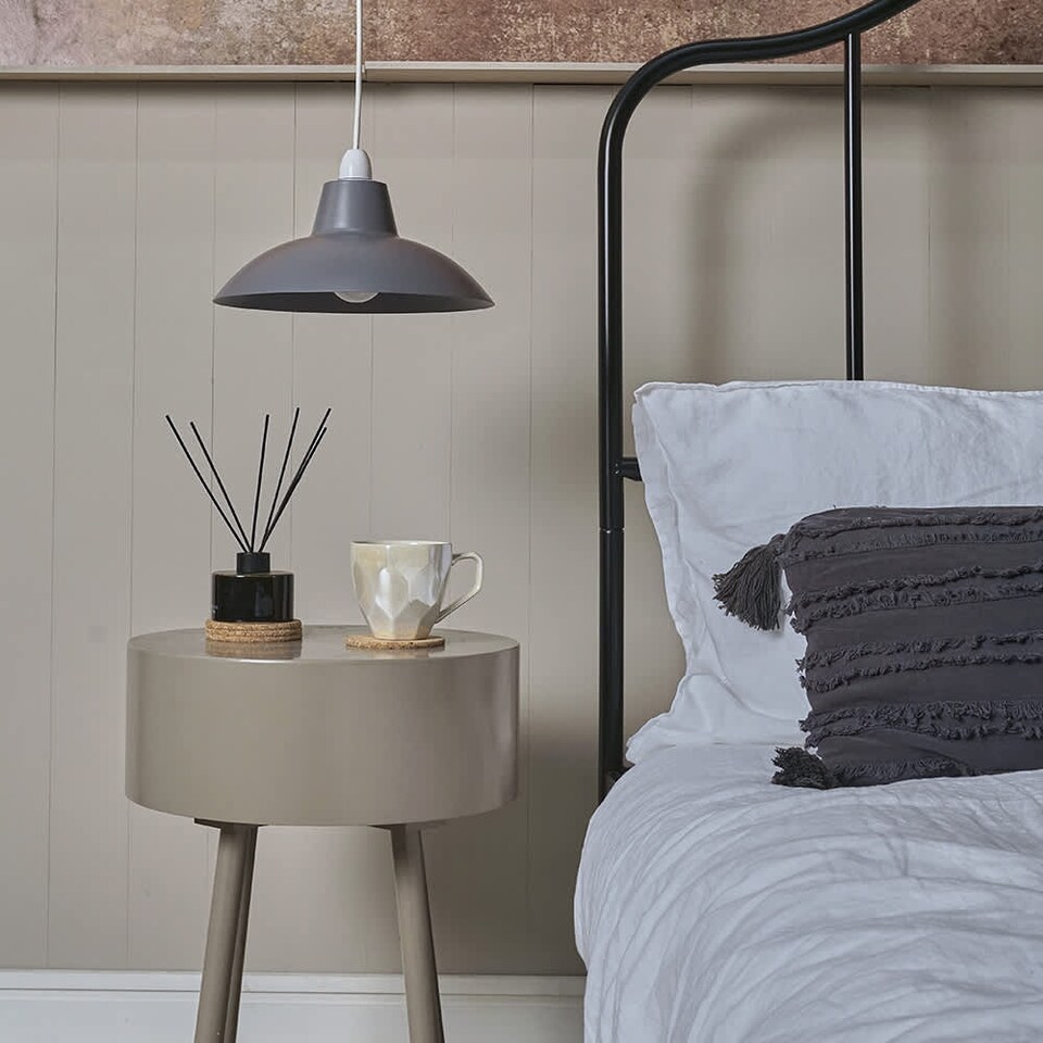 image 1 of ValueLights Civic Metro Grey Ceiling Pendant Shade & Bulb | Grey