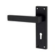 image 3 of Golden Grace Victorian Straight Delta Door Handles Lever in Matt Black with 64mm 3 Lever Lock Set - 150mm x 40mm Backplate Black