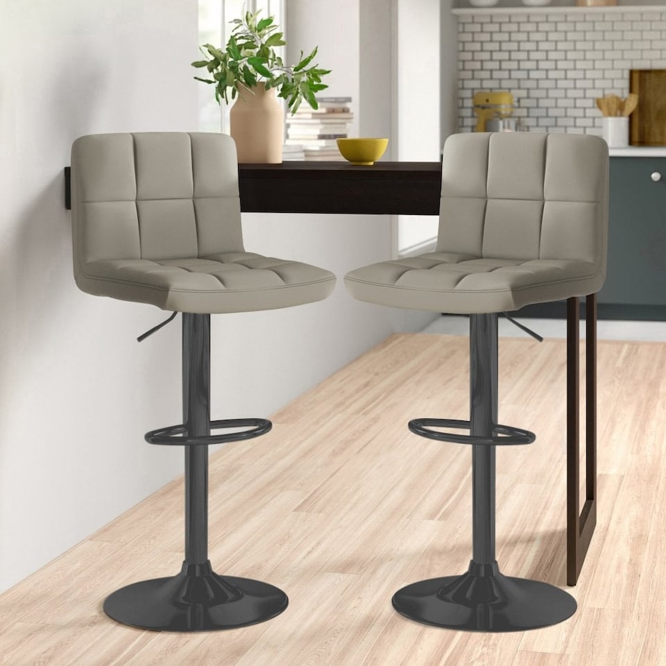 image 1 of Dark Grey Faux Leather Bar Stool