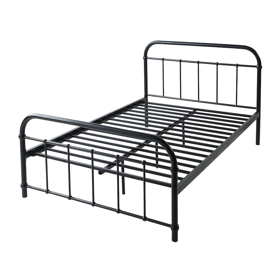 image 1 of Tewin Vintage Hospital Style Black Metal Bed Frame (Small Double)