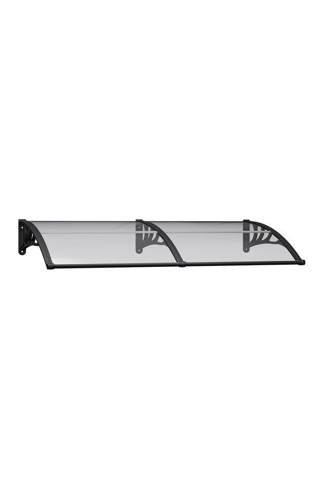 image 1 of Living and Home Awning Canopy for Window and Door with Drainage - 200cm W x 100cm D Dark Grey