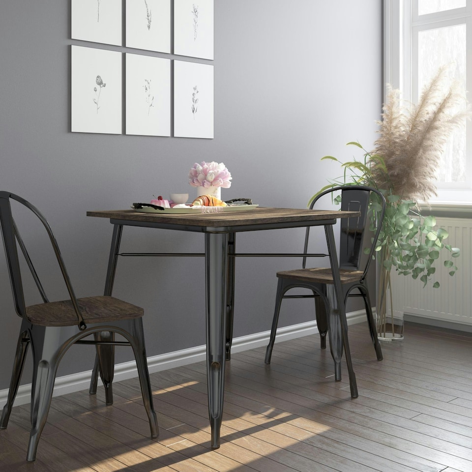 image 1 of Fusion Square Dining Table in Black Black | Black