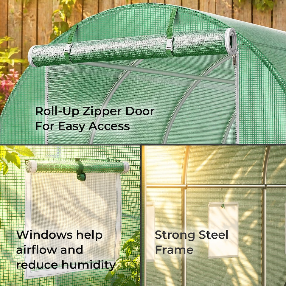 image 1 of ​​Garden Polytunnel Greenhouse 3x2x2m Walk-In Grow Tunnel