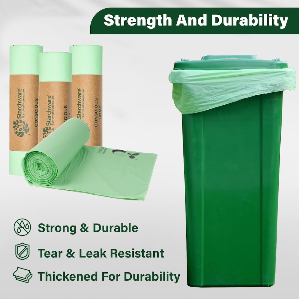 image 1 of ECONX 220L X 20 Compostable Wheelie Bin Liners Bags Biodegradable Refuse Sacks Waste Bag