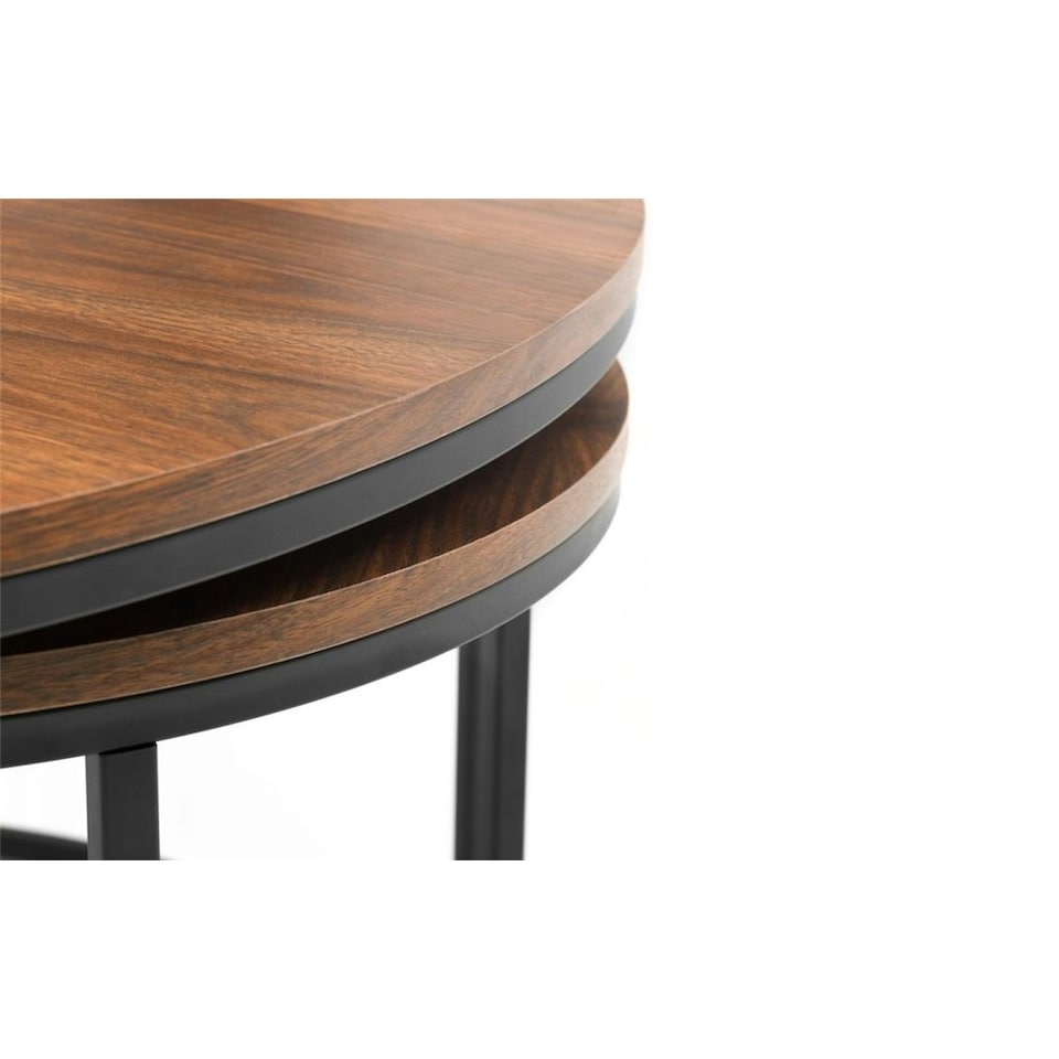 image 1 of Walnut Round Nesting Coffee Tables | Brown | Brown