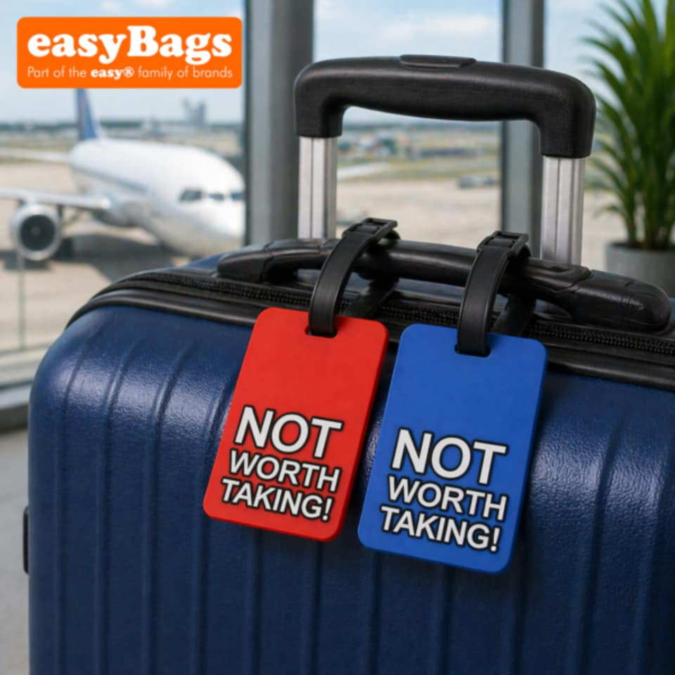 image 1 of Novelty Funny Luggage Tags NOT WORTH TAKING - Blue