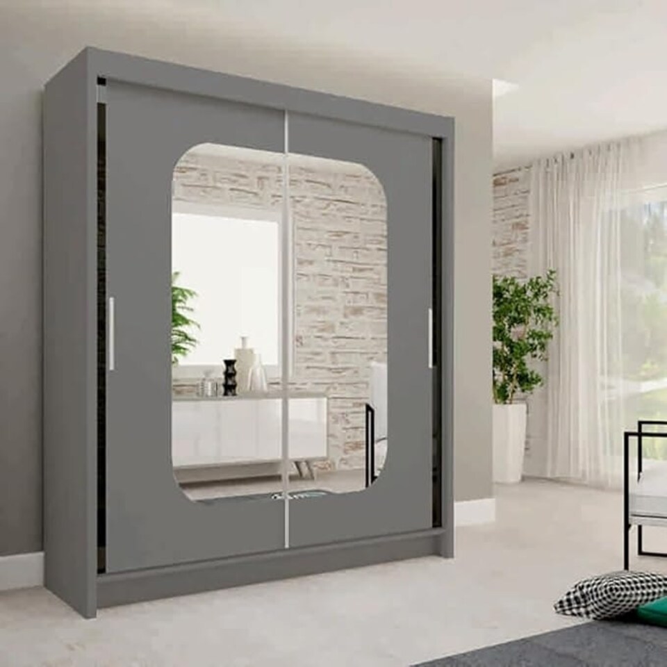 image 1 of Modern Sliding Wardrobe 120/150/180/203cm White/Black/Grey/Oak Grey | 150cm