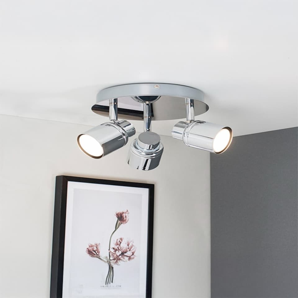 image 1 of ValueLights Benton Chrome IP44 Round Adjustable Ceiling Light | Chrome