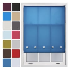 FURNISHED Daylight Roller Blind Made to Measure with Chome Round Eyelets | Blue | Teal | (W) 240cm x (L) 210cm