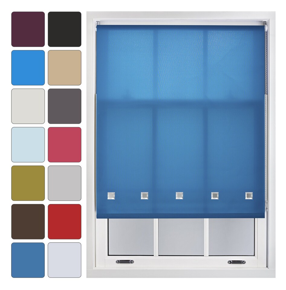 image 1 of FURNISHED Daylight Roller Blind Made to Measure with Chome Round Eyelets | Blue | Teal | (W) 240cm x (L) 210cm