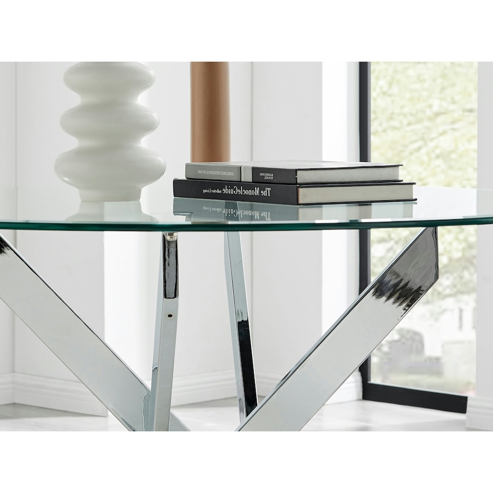 image 1 of Furniturebox Novara Chrome Round Glass Dining Table