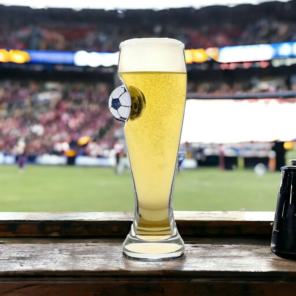 image 1 of Football-Themed Pilsner Beer Glass ? Unique Sports Fan Gift ? Tall Crystal-Clear Glass for Beer Lovers ? Perfect Gift for Football Enthusiasts & Game Nights Clear