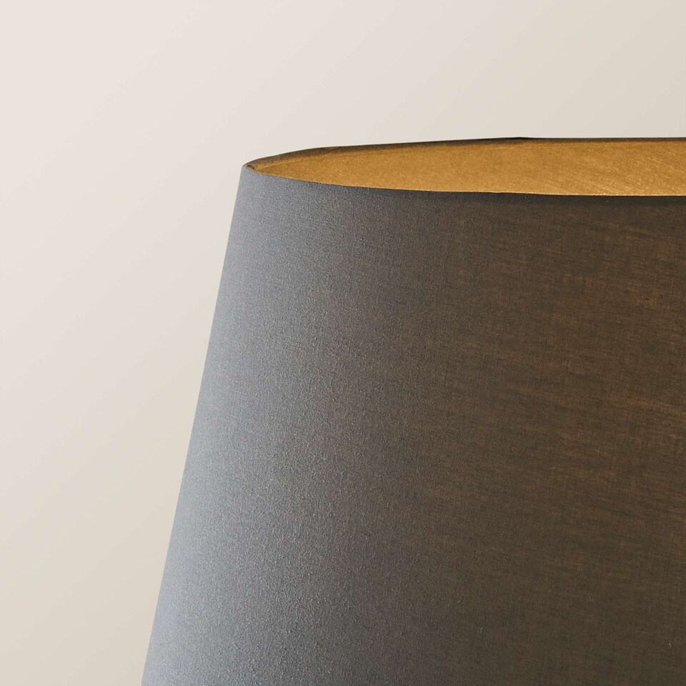 image 1 of ValueLights Charlie Chrome Floor Lamp Grey Taper Shade