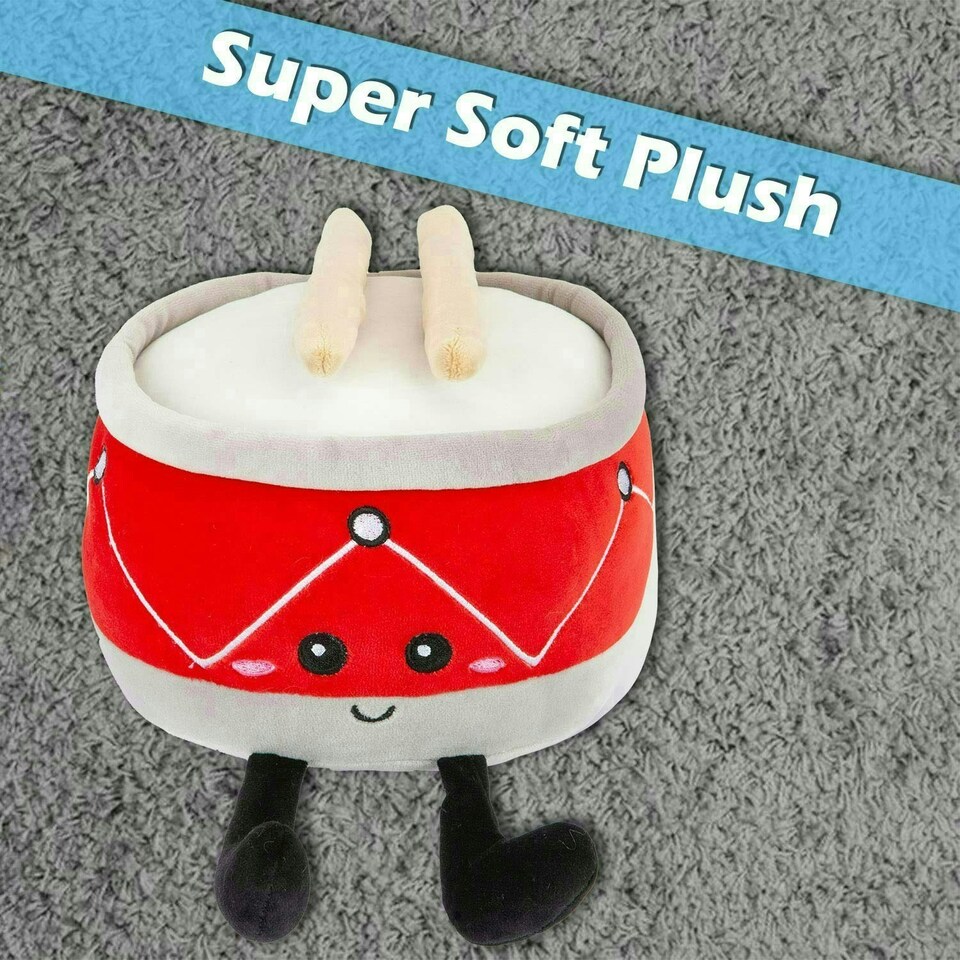 image 1 of Drum Soft Toy Cute Plushie Huggable Cuddly Stuffed Toy 27cm Red