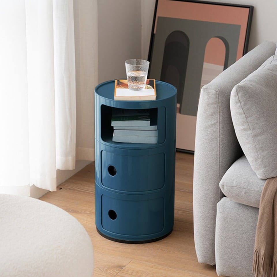 image 1 of Living and Home Cylindrical Plastic Storage Unit - Blue | Blue
