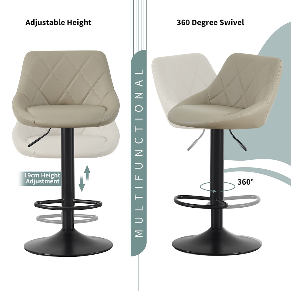 image 1 of MCC Direct Set of 2 Height Adjustable Bar Stool Kitchen Breakfast Chairs Stanley
