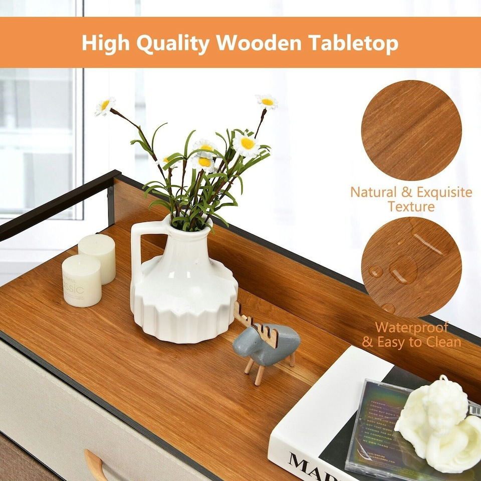 image 1 of COSTWYA 7-Drawer Dresser 3-Tier Chest of Drawers Wooden Top Multi