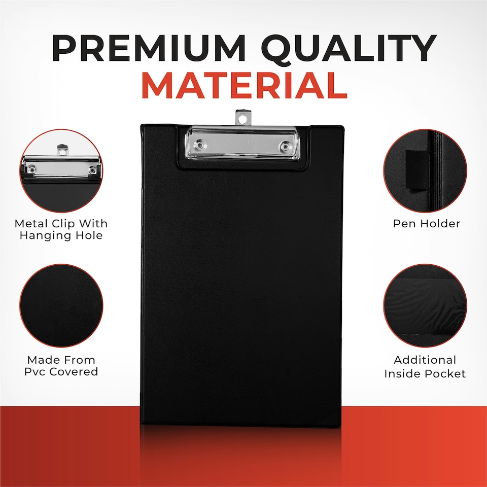 image 1 of A5 Black Foldover Clipboard with Pen Holder