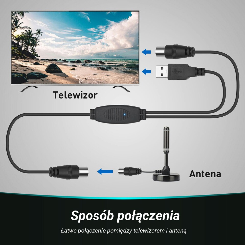 image 1 of USB Powered Signal Booster Cable for Coaxial Aerials - Add 20dB of Gain - August DTB115