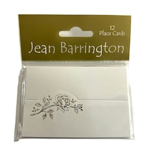 Pack of 12 Place Cards - White with Silver Rose