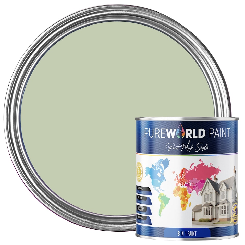 image 1 of PUREWORLD All-in-One Paint & Primer - Multi-Surface Interior & Exterior, Walls & Wood - Sage Green - 1L - Matt