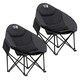 image 1 of Get Fit Moon Camping Chair - Portable Outdoor Premium Folding Chair With Magazine Pocket, Cup Holder & Carry Bag - Capacity 130Kg - 2 Pack | Black | 2