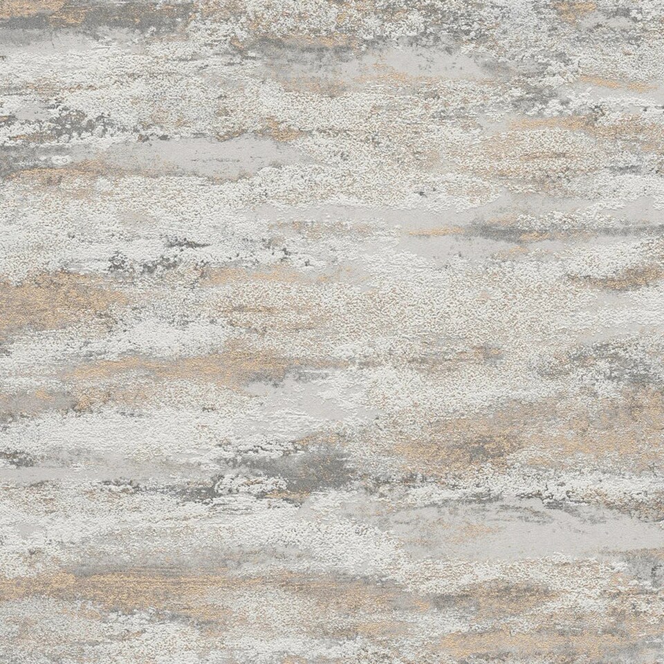 Sample of Metallic Drift Wallpaper in Grey and Gold | Cream | Grey and Gold