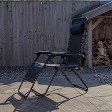 Black Multi Position Textoline Zero Gravity Garden Relaxer Chair Lounger