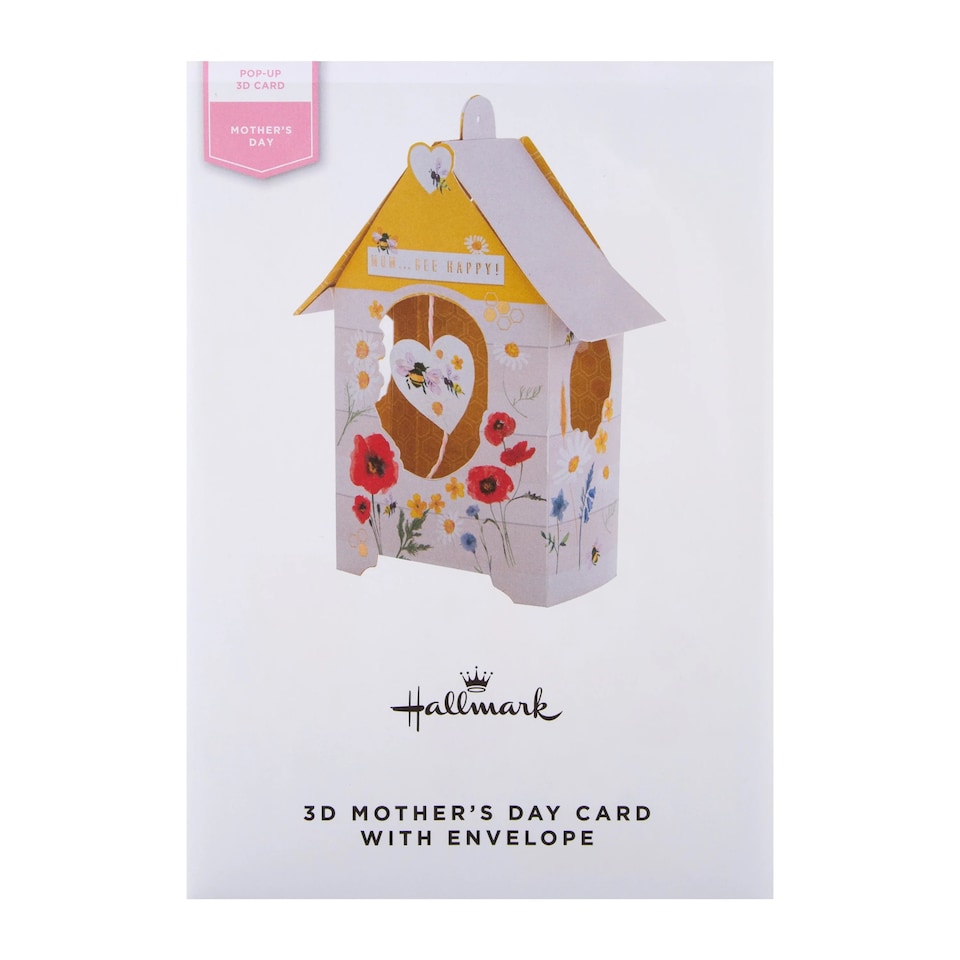 image 1 of Hallmark Mother's Day Card For Mum - 3D Pop-Up Bee Hive | White | Flat: 20.1 cm by 15.3 cm,
Popped Up: 19 cm by 13 cm by 6.2 cm