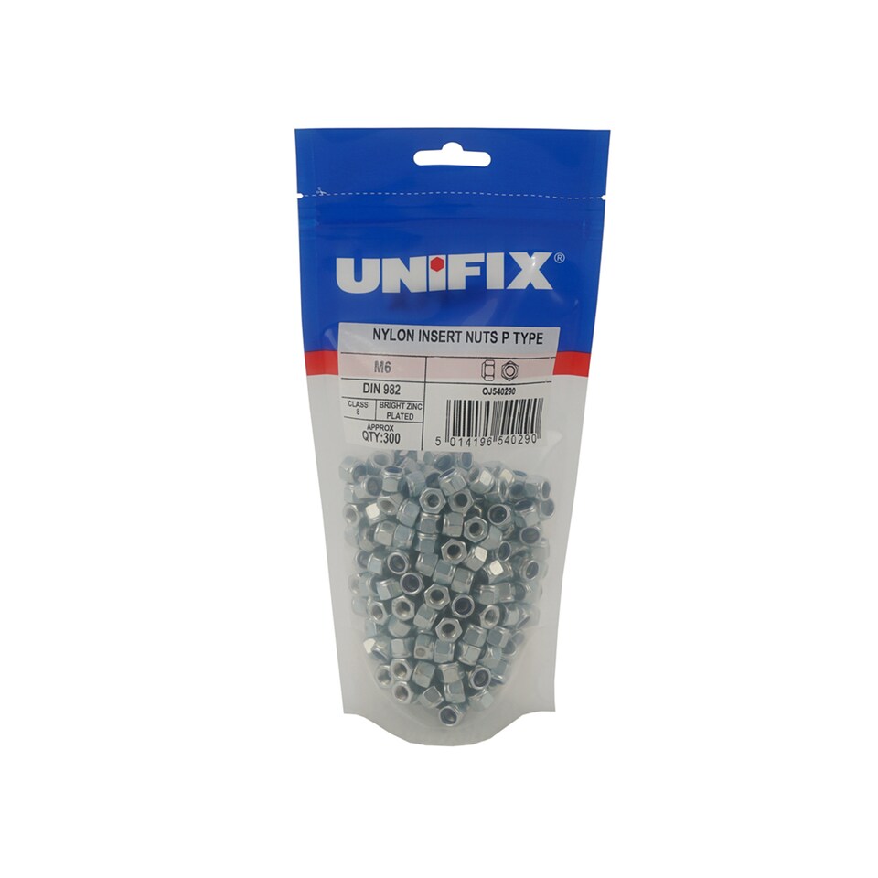 Unifix Class 8 Nylon Insert Nuts P Type DIN 982 BZP - M12