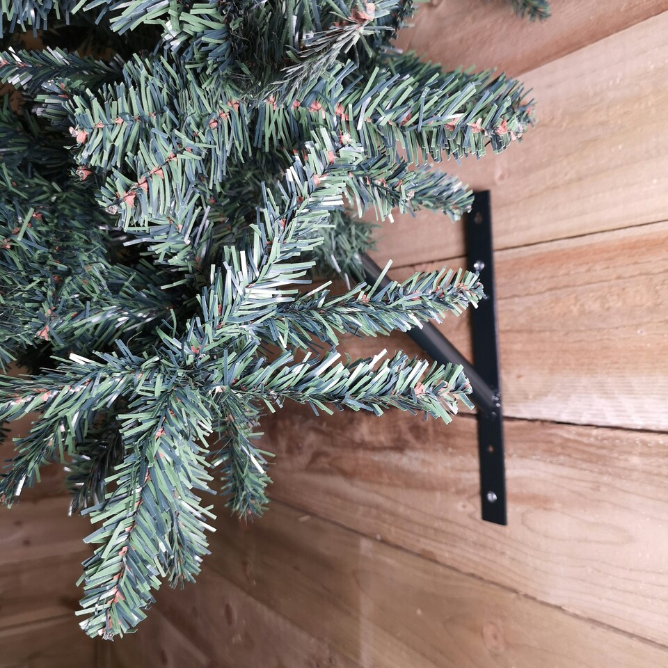 image 1 of 90cm Indoor Wall Mounted Christmas Tree with Wrapped Branches PVC with Bracket