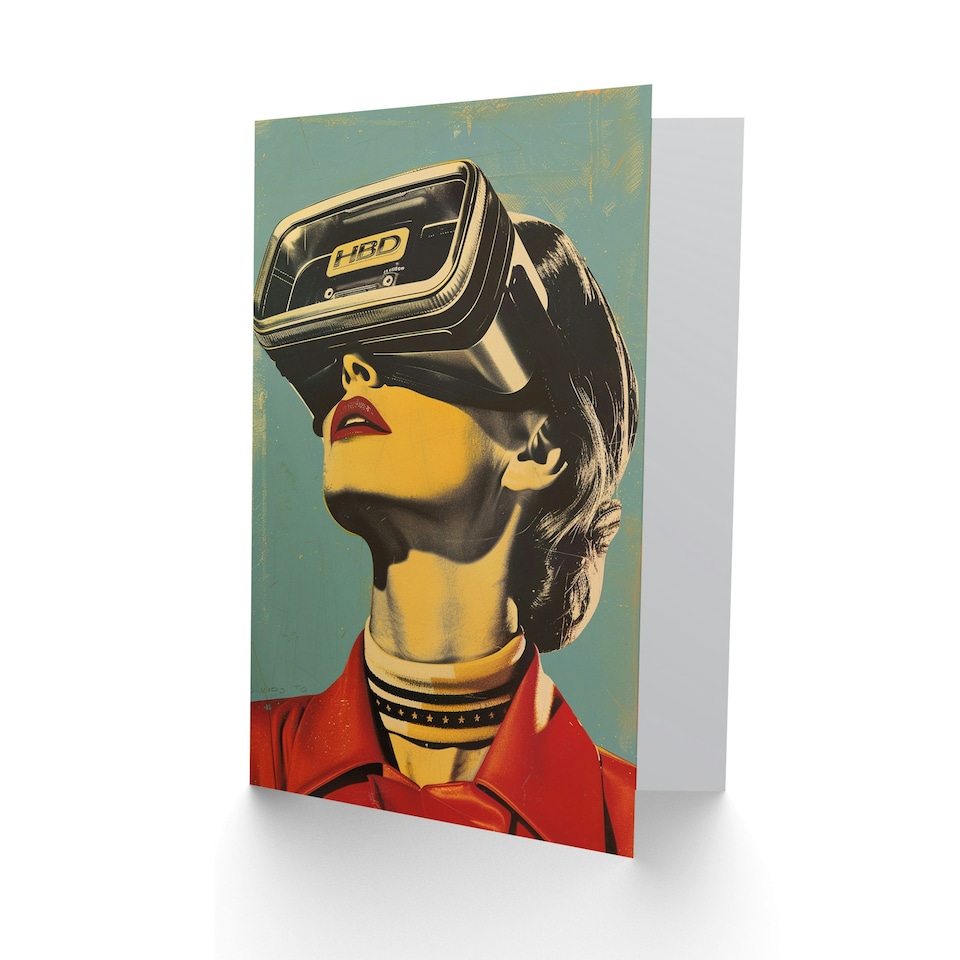 image 1 of Vintage Retro Goggles HBD Pop Bold Woman Her Birthday Card
