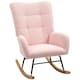 image 6 of HOMCOM Rocking Chair, Modern Armchair with Backrest for Bedroom, Light Pink Cream