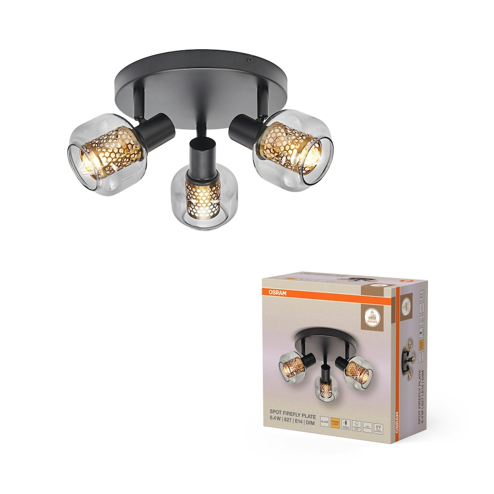 image 1 of Osram Decor Spot Firefly Ceiling Light 3 X 2.8W E14 Black Black
