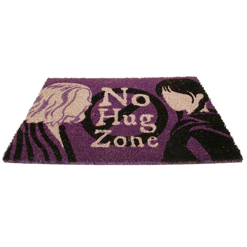 image 1 of Wednesday No Hug Zone Door Mat - Purple/Black - One Size