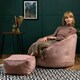 image 2 of icon Sirena Scallop Chair Bean Bag and Footstool Pink Velvet Bean Bags Pink | Pink