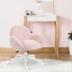 image 6 of HOMCOM Fluffy Leisure Chair Office Chair with Backrest Armrest Wheels Pink