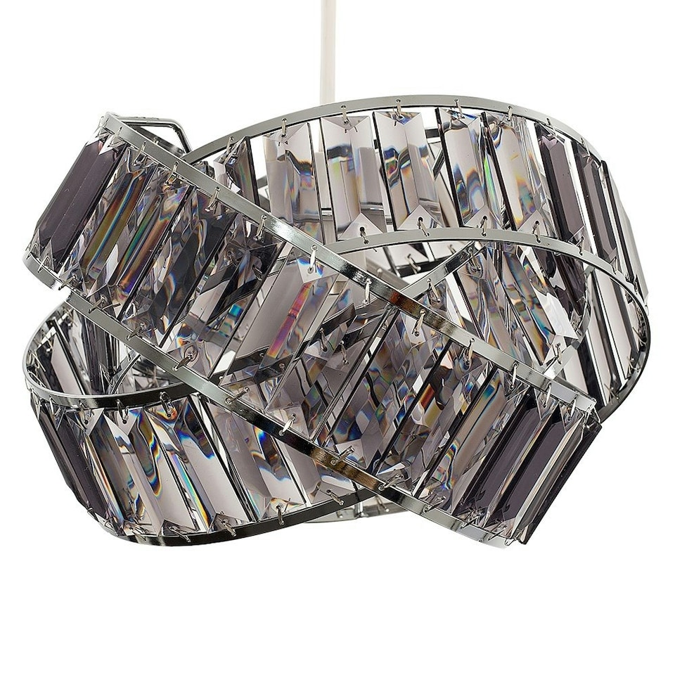 image 1 of ValueLights Hudson Silver Ceiling Pendant Shade Smoked Grey