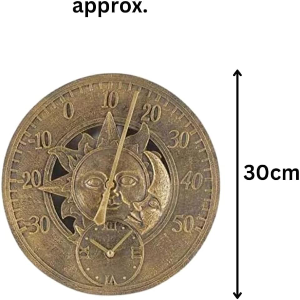 image 1 of Marco Paul 30cm Sun and Moon Wall Clock Bronze