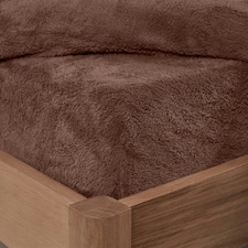 OHS 25cm Deep Soft Warm Thermal Teddy Fleece Fitted Bed Sheet, King - Chocolate