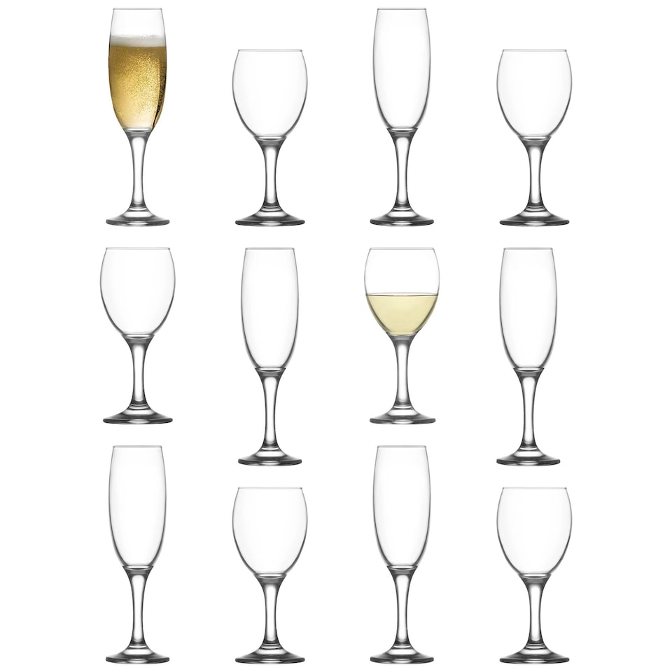 image 1 of LAV 12pc Empire Wine Glasses & Champagne Flutes Set | Clear | Clear