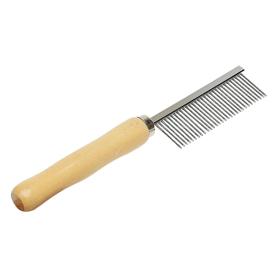 Companion Wooden Handle Comb - Brown/Silver - 30 pin