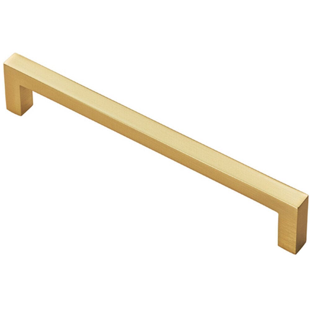 Loops Square Block Pull Handle 170 x 10mm 160mm Fixing Centres Satin Brass in Metallics