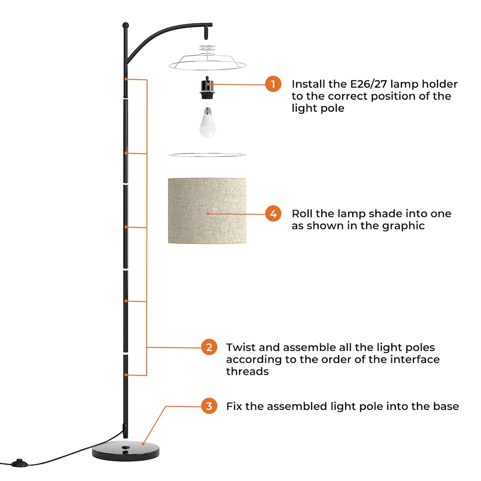 image 1 of Emitto Standing Floor Lamp with LED Light Remote Foot Switch for Living Room