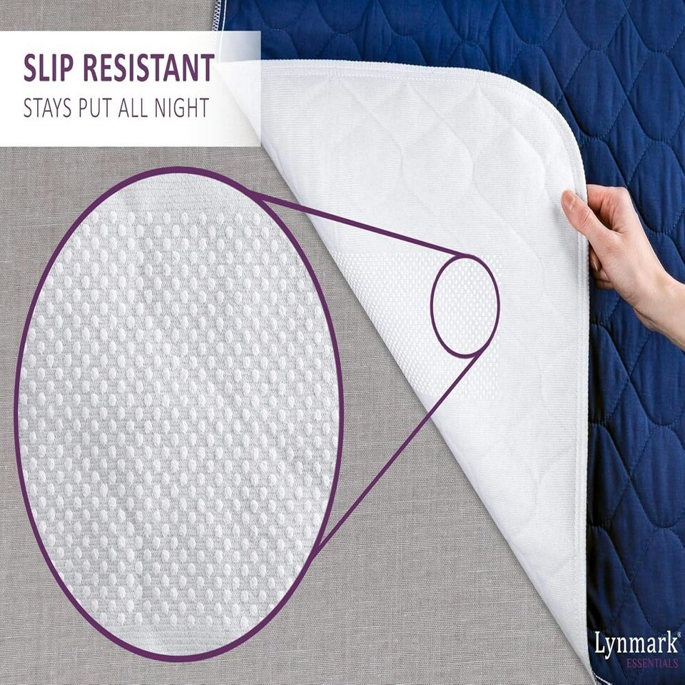 image 1 of Lynmark® Incontinence Bed Pads Non Slip - Washable, Absorbs 2L, 135 x 85cm Blue | 1 pack | Double